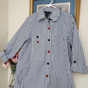 Ali Miles Oversized Button Down Tunic Artsy Art to wear Career Contemporary Glam